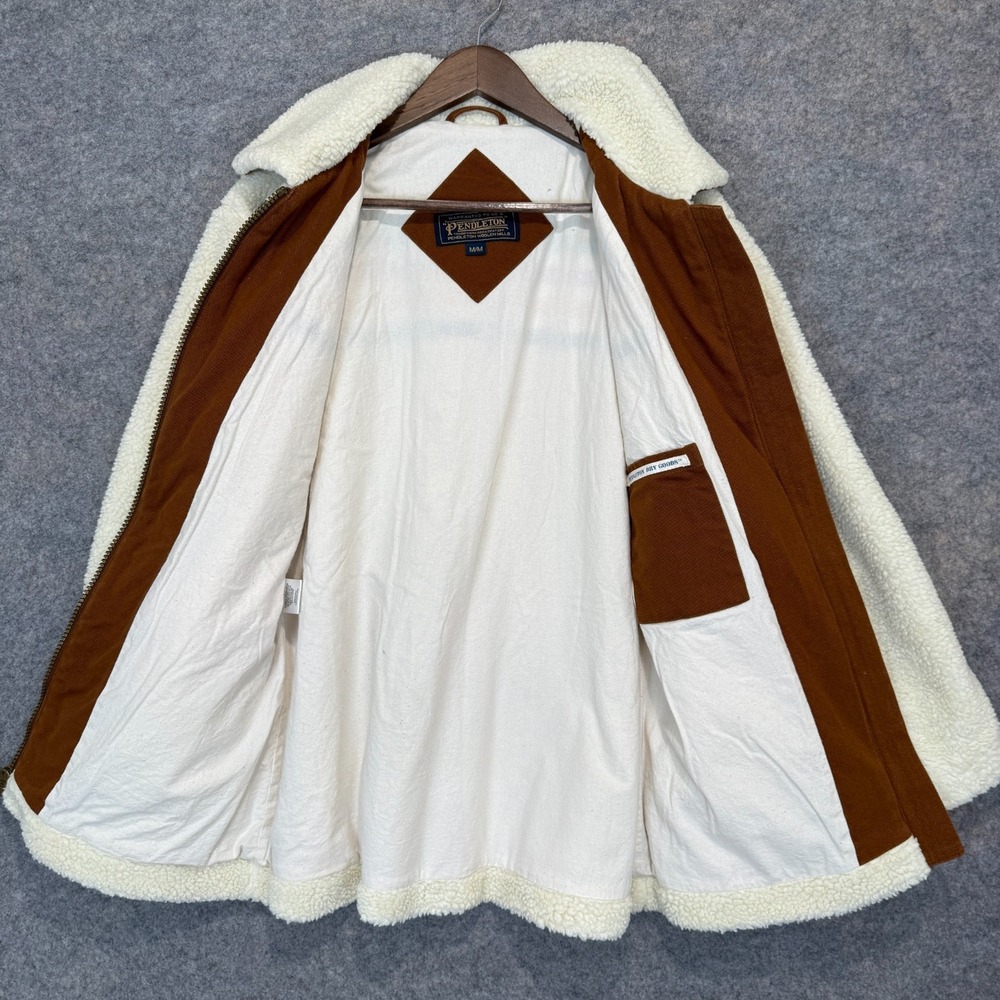 Pendleton Glacier Sunset Jacket Womens Medium Sherpa Pile Fleece Colorful Cream - Picture 12 of 15